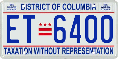 DC license plate ET6400