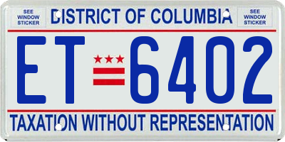 DC license plate ET6402