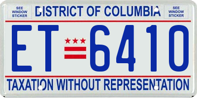 DC license plate ET6410