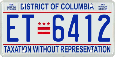 DC license plate ET6412
