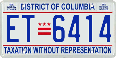 DC license plate ET6414