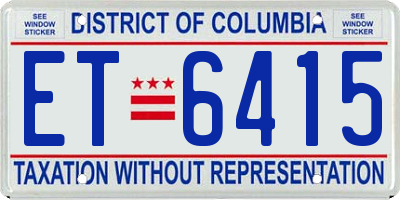 DC license plate ET6415