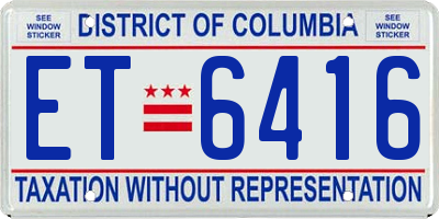 DC license plate ET6416