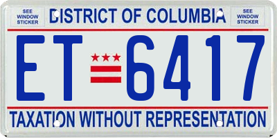 DC license plate ET6417