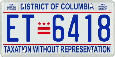 DC license plate ET6418