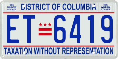 DC license plate ET6419