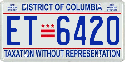 DC license plate ET6420