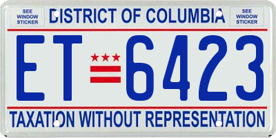 DC license plate ET6423