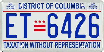 DC license plate ET6426