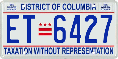 DC license plate ET6427