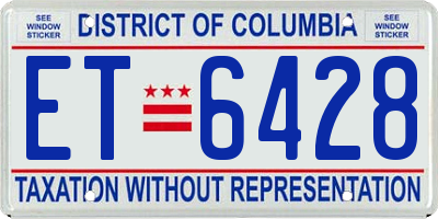DC license plate ET6428