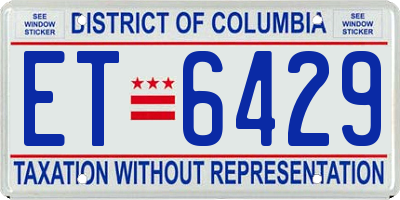 DC license plate ET6429