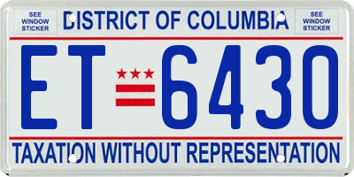 DC license plate ET6430