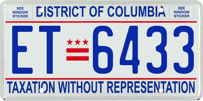 DC license plate ET6433
