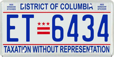 DC license plate ET6434