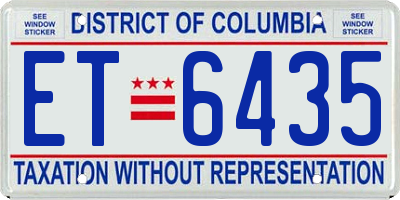 DC license plate ET6435