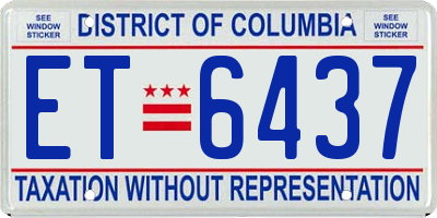 DC license plate ET6437