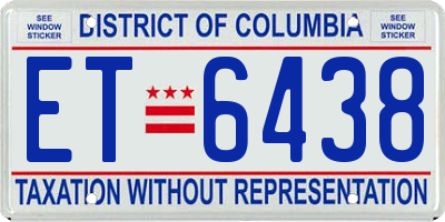 DC license plate ET6438