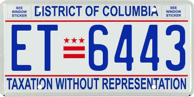 DC license plate ET6443