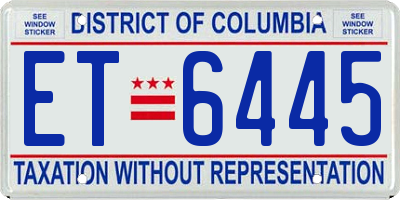 DC license plate ET6445