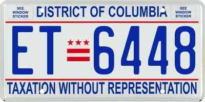 DC license plate ET6448