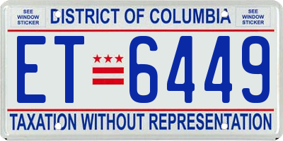 DC license plate ET6449