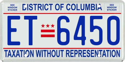 DC license plate ET6450