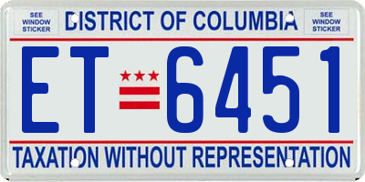 DC license plate ET6451