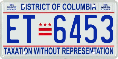 DC license plate ET6453