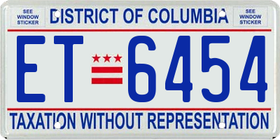 DC license plate ET6454