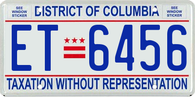 DC license plate ET6456