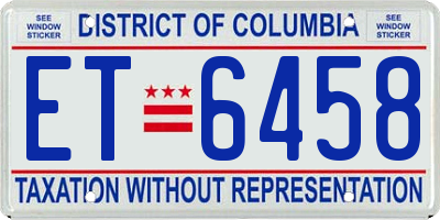 DC license plate ET6458