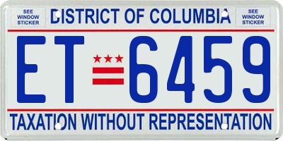 DC license plate ET6459