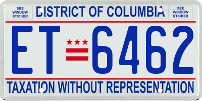 DC license plate ET6462