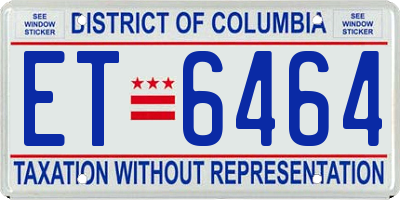 DC license plate ET6464