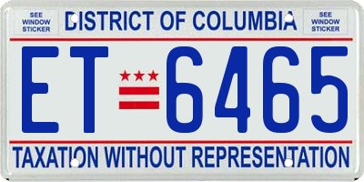 DC license plate ET6465