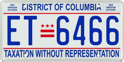 DC license plate ET6466