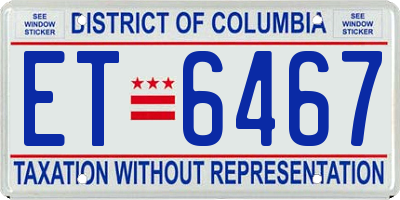 DC license plate ET6467