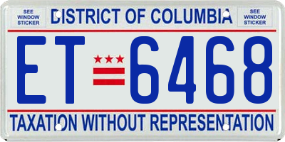 DC license plate ET6468