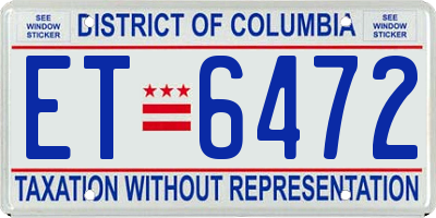 DC license plate ET6472