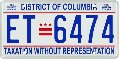 DC license plate ET6474