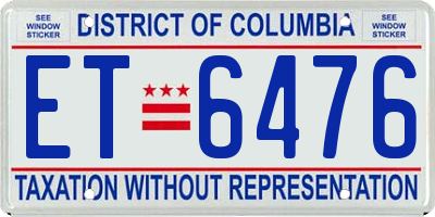 DC license plate ET6476