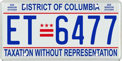 DC license plate ET6477