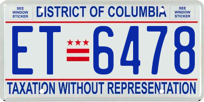 DC license plate ET6478