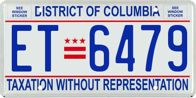 DC license plate ET6479