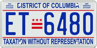 DC license plate ET6480