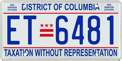 DC license plate ET6481