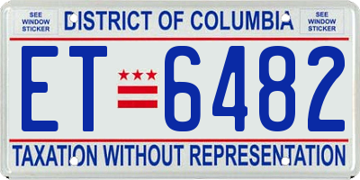 DC license plate ET6482