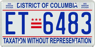 DC license plate ET6483