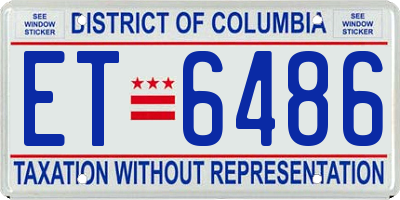DC license plate ET6486